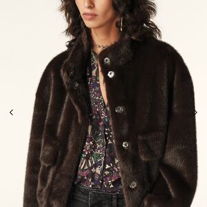 BA$H Brown Faux Fur Jacket.